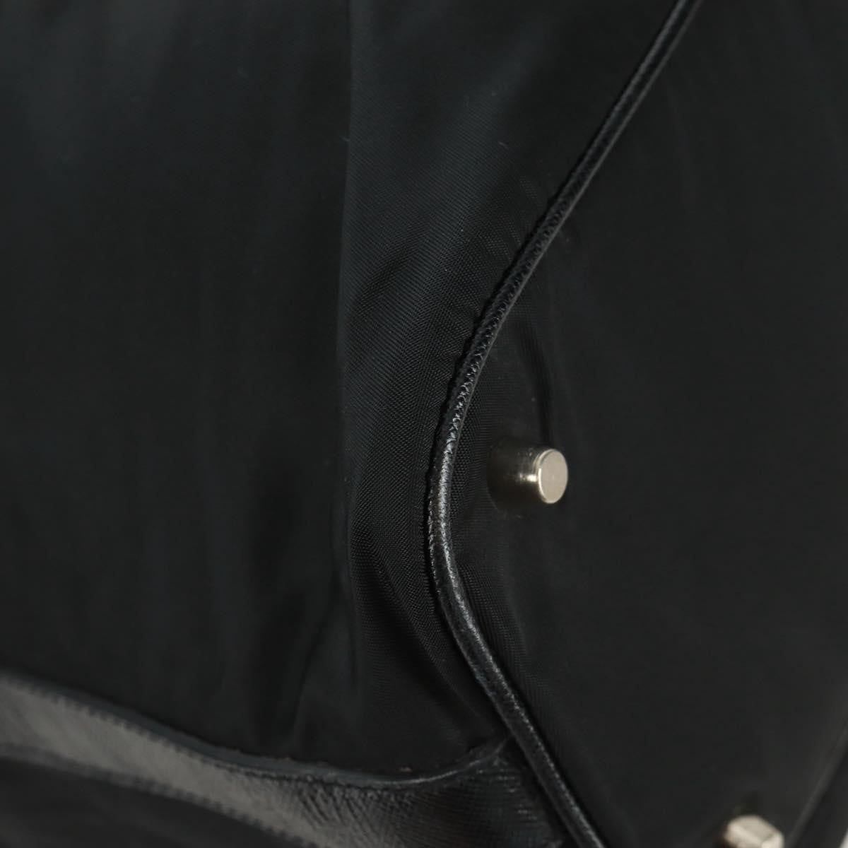 Prada Double Pocket Drawstring Tessuto Black Nylon Shoulder Bag Bag (Pre-Owned)