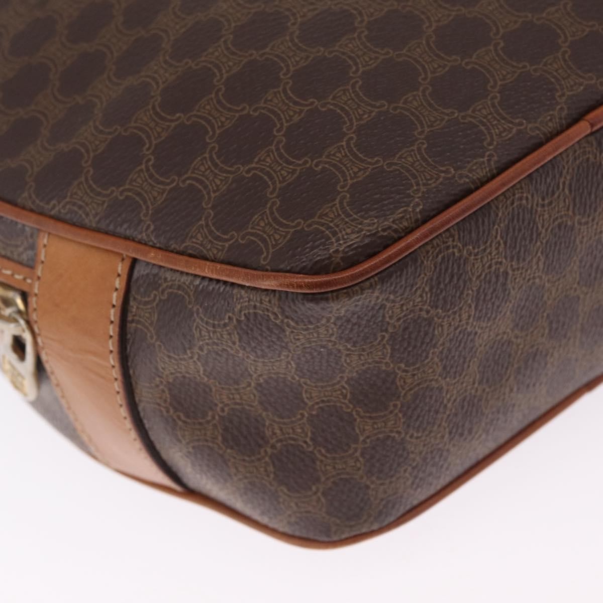 Celine Macadam Shoulder Leather Brown Canvas Crossbody Bag Bag (Pre-Owned)