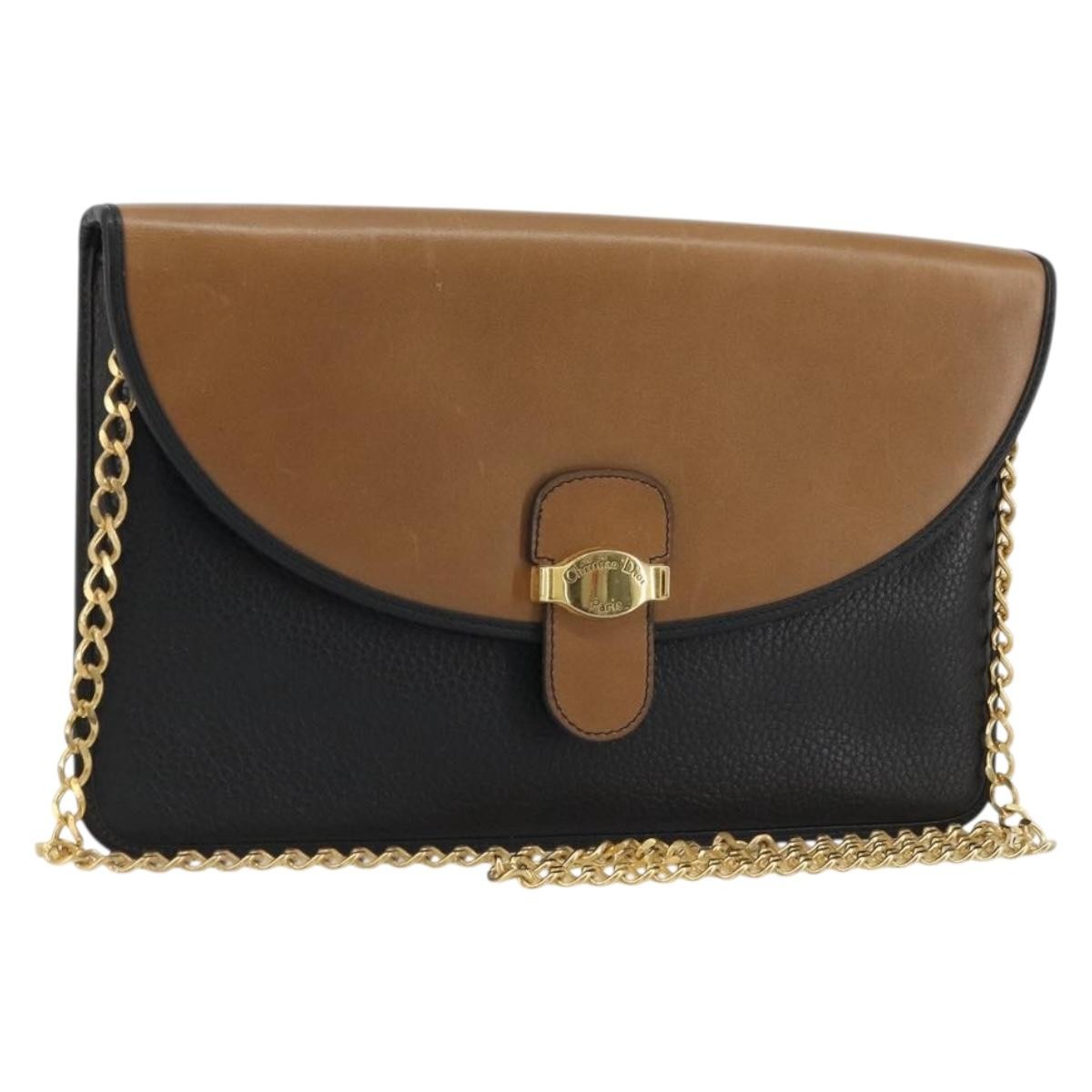 Christian Dior Flap Shoulder Leather Black Leather Shoulder Bag Bag (Pre-Owned)