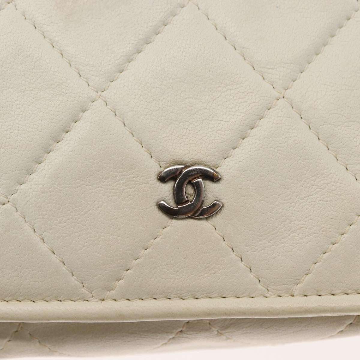 Chanel Full Flap Wallet On Chain Quilted Lambskin White Leather Clutche & Pouche Bag (Pre-Owned)