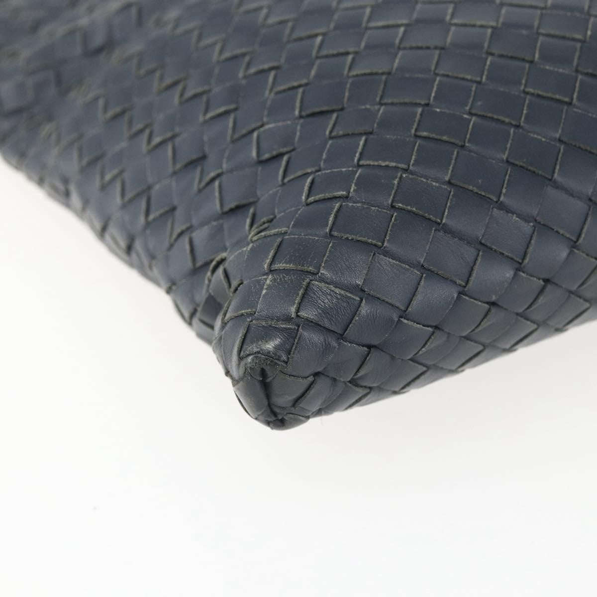 Bottega Veneta Flat Messenger Intrecciato Nappa Navy Leather Crossbody Bag Bag (Pre-Owned)