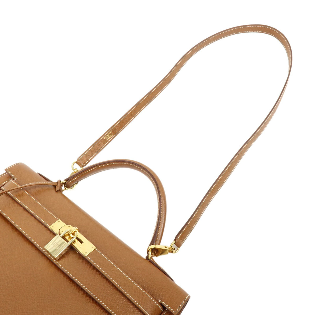 Hermes Kelly Brown Courchevel With Gold Hardware Camel Leather Handbag (Pre-Owned)