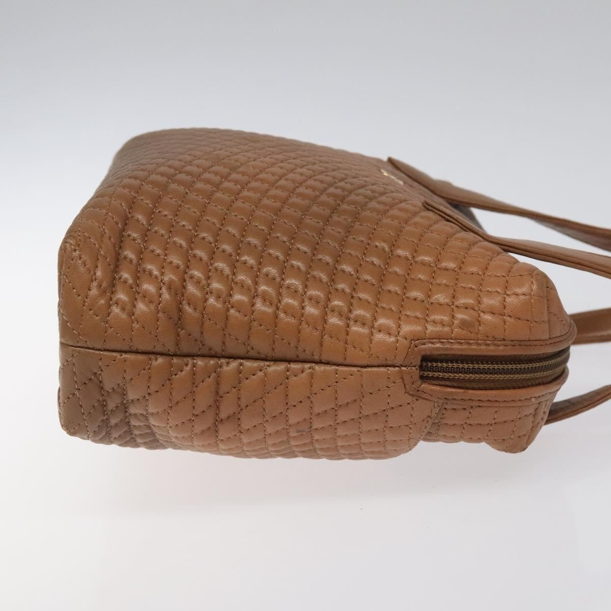 Bally Vintage Quilted Leather Brown Leather Handbag (Pre-Owned)