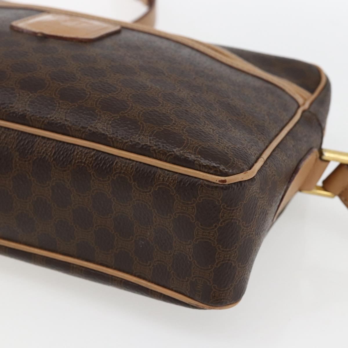 Celine Vintage Macadam Canvas And Leather Brown Canvas Shoulder Bag Bag (Pre-Owned)