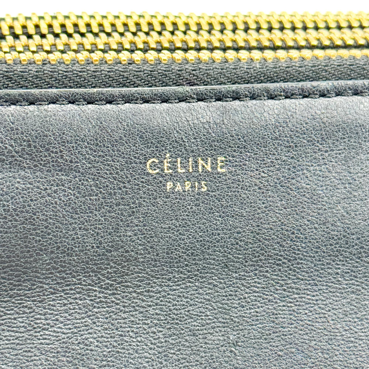 Celine Trio Leather Black Leather Crossbody Bag Bag (Pre-Owned)