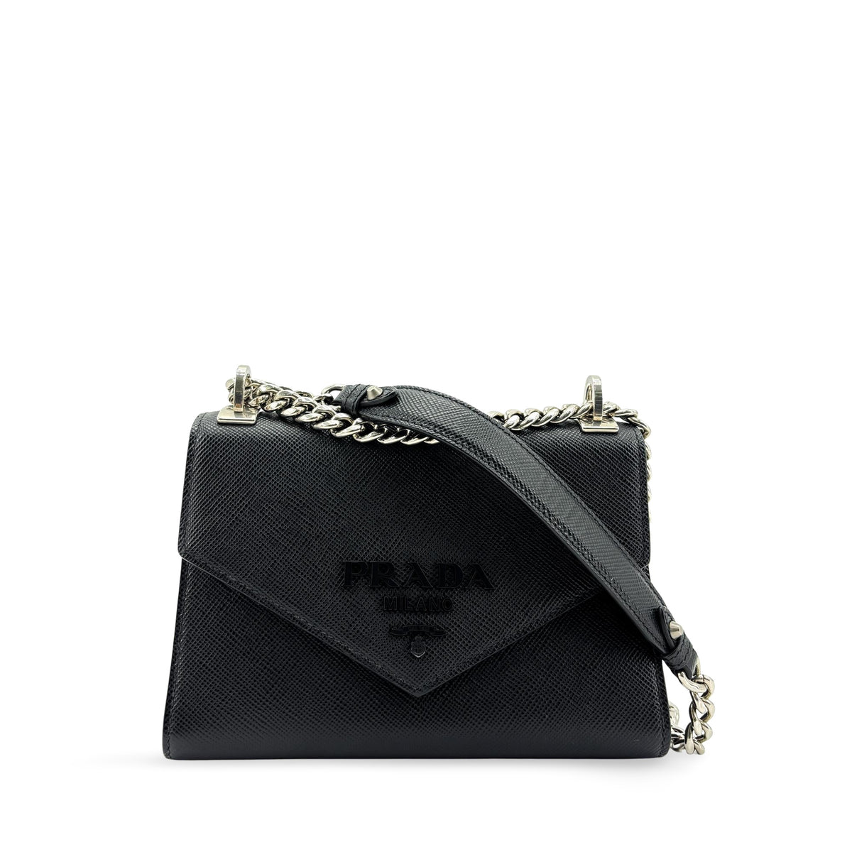 Prada Monochrome Saffiano Leather Black Leather Tote Bag Bag (Pre-Owned)