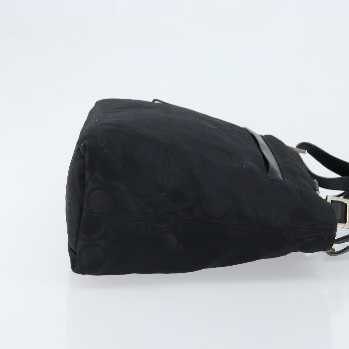 Salvatore Ferragamo Gancini Tote Gancini Canvas Black Nylon Tote Bag Bag (Pre-Owned)