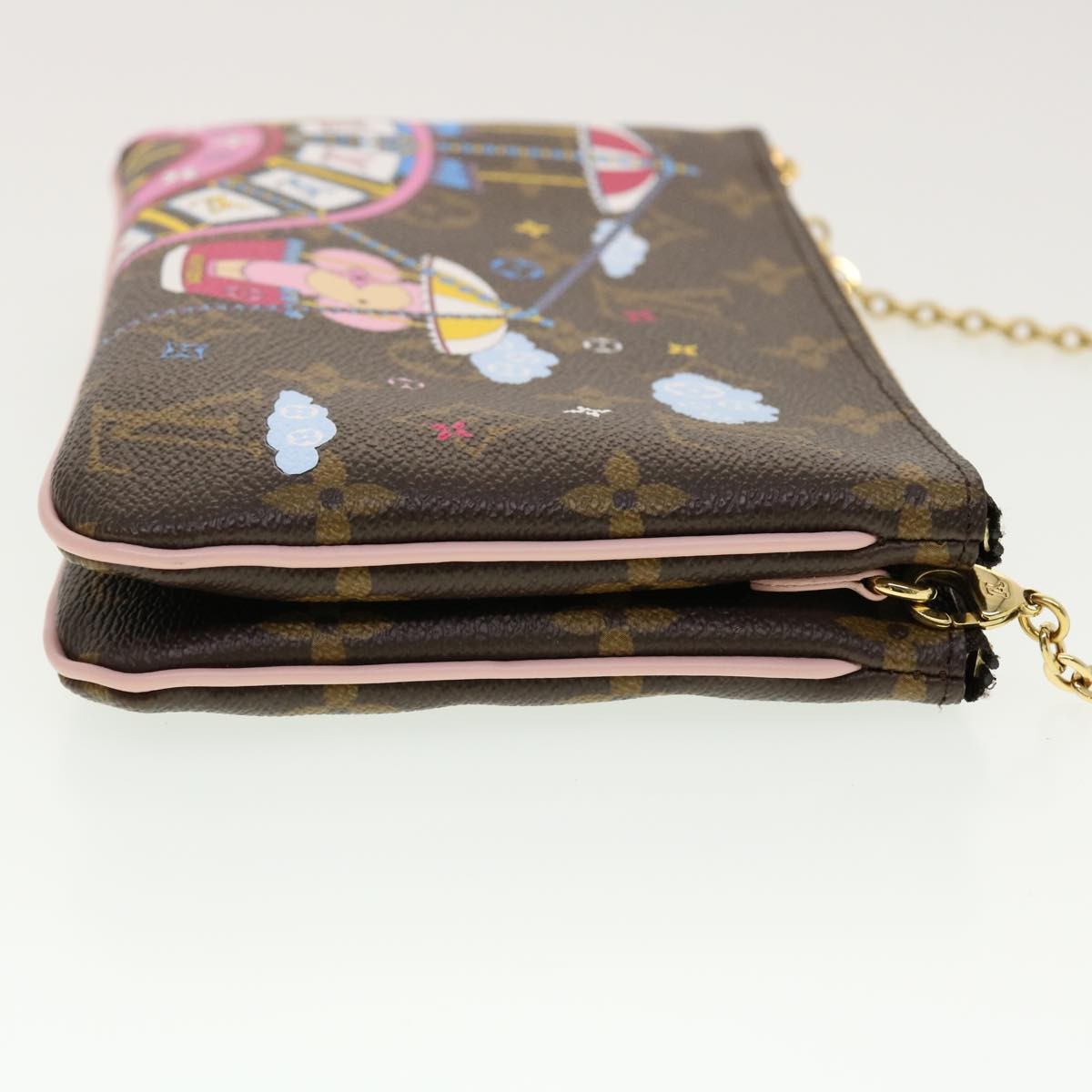 Louis Vuitton Double Zip Pochette Limited Edition Vivienne Xmas Monogram Canvas Brown Canvas Clutche & Pouche Bag (Pre-Owned)
