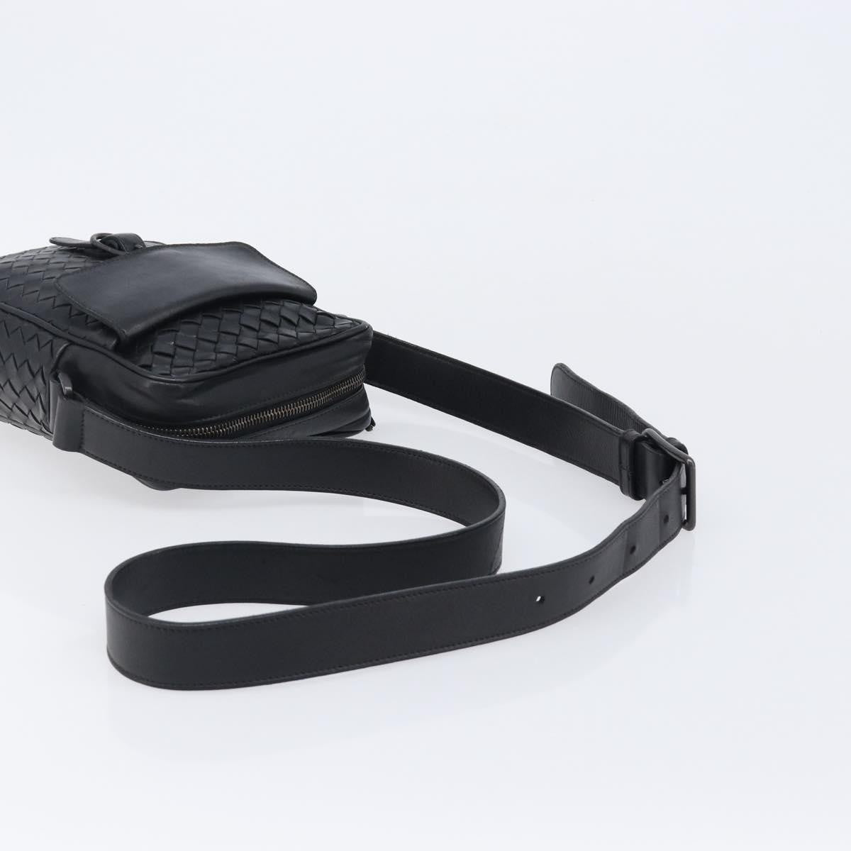Bottega Veneta Front Pocket Messenger Intrecciato Nappa Black Leather Shoulder Bag Bag (Pre-Owned)