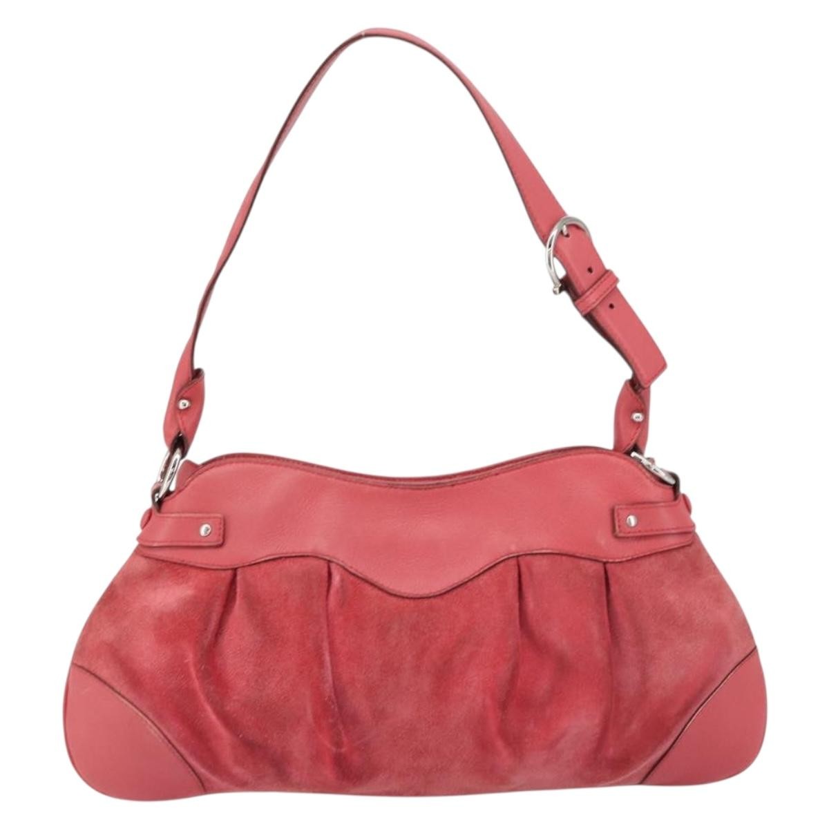 Salvatore Ferragamo Gancini Suede Pink Suede Shoulder Bag Bag (Pre-Owned)