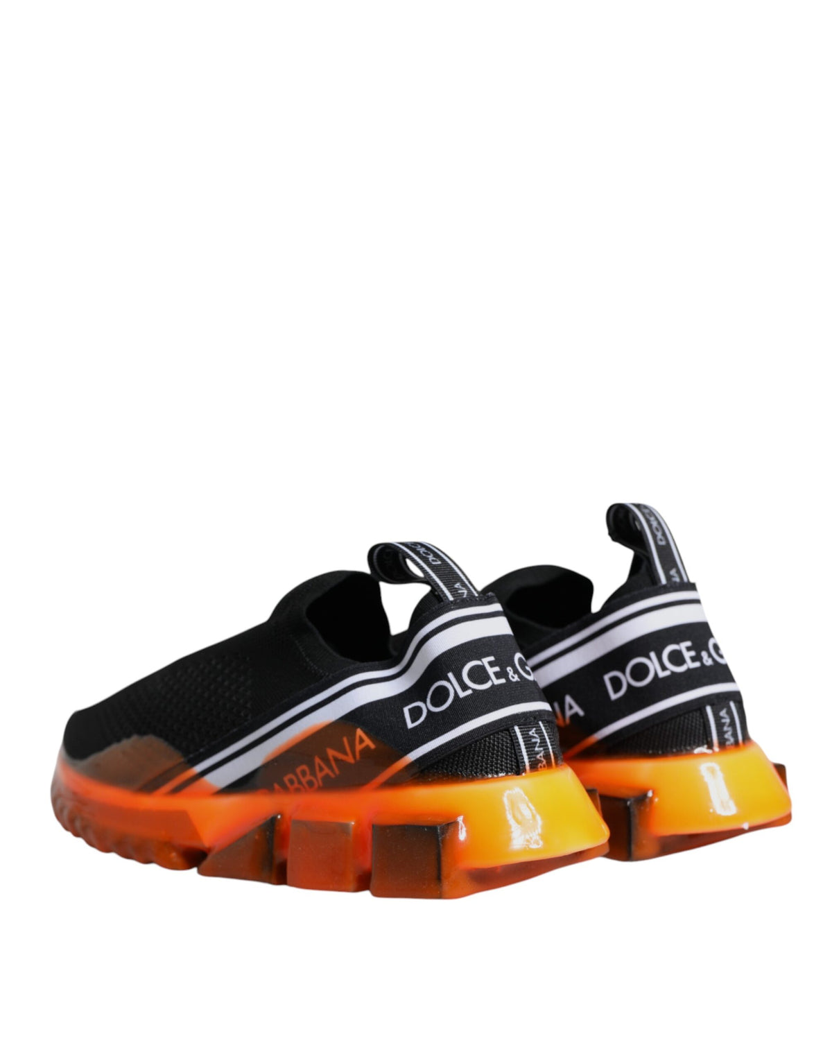 Dolce & Gabbana Black Orange Sorrento Slip On Sneakers Men's Shoes