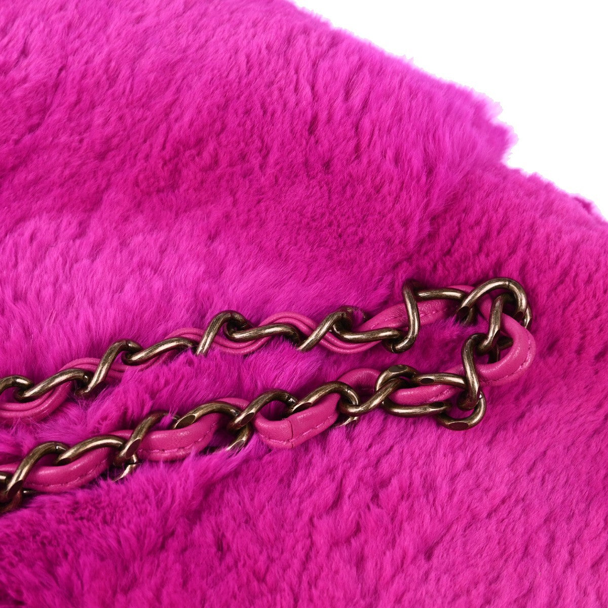 Chanel Vintage Cc Chain Rabbit Fur Pink Fur Shoulder Bag Bag (Pre-Owned)