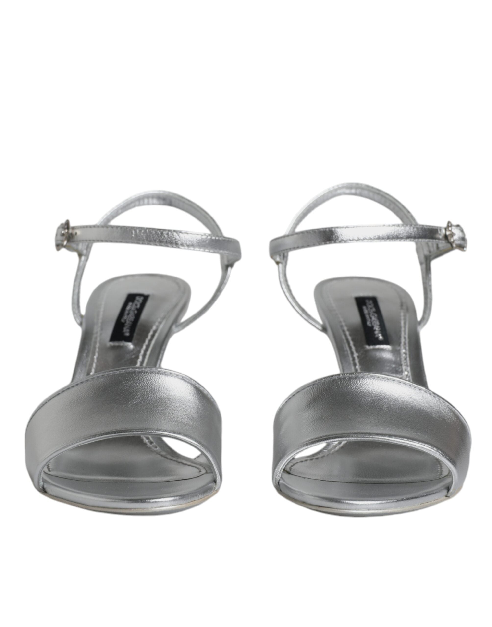 Dolce & Gabbana Silver KEIRA Heels Ankle Strap Sandals Women's Shoes