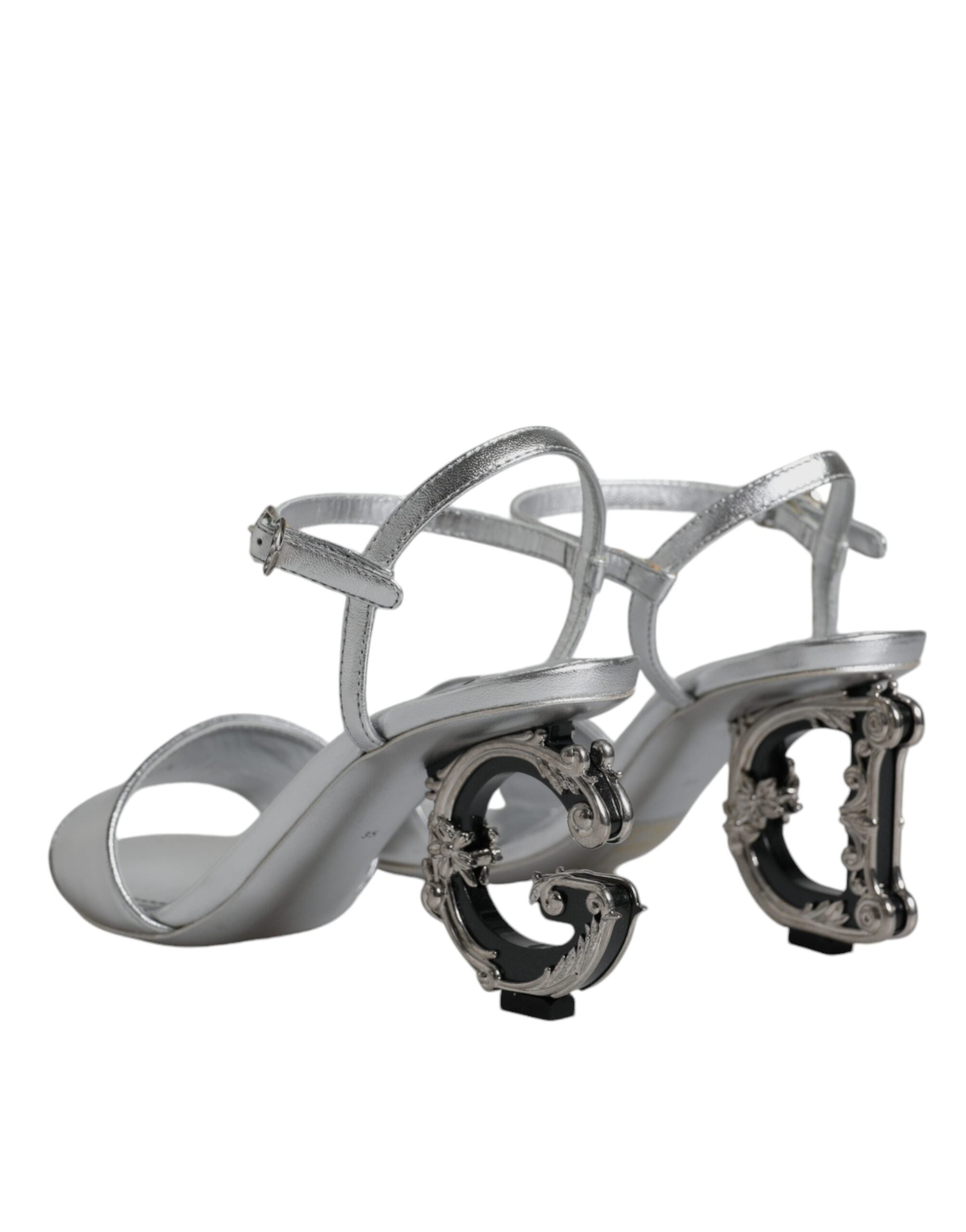 Dolce & Gabbana Silver KEIRA Heels Ankle Strap Sandals Women's Shoes