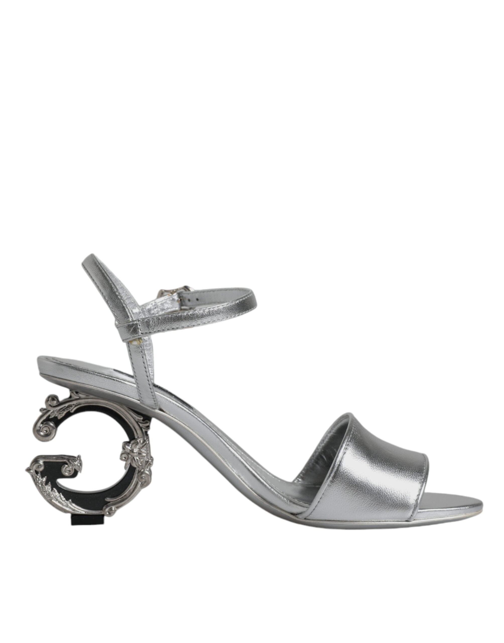 Dolce & Gabbana Silver KEIRA Heels Ankle Strap Sandals Women's Shoes