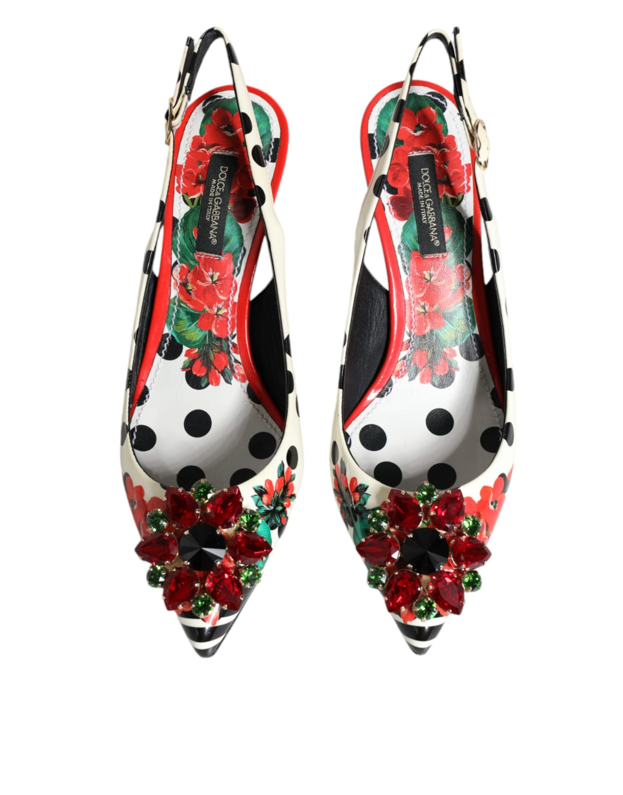 Dolce & Gabbana Multicolor Leather Crystal Heels Slingback Women's Shoes (Pre-Owned)