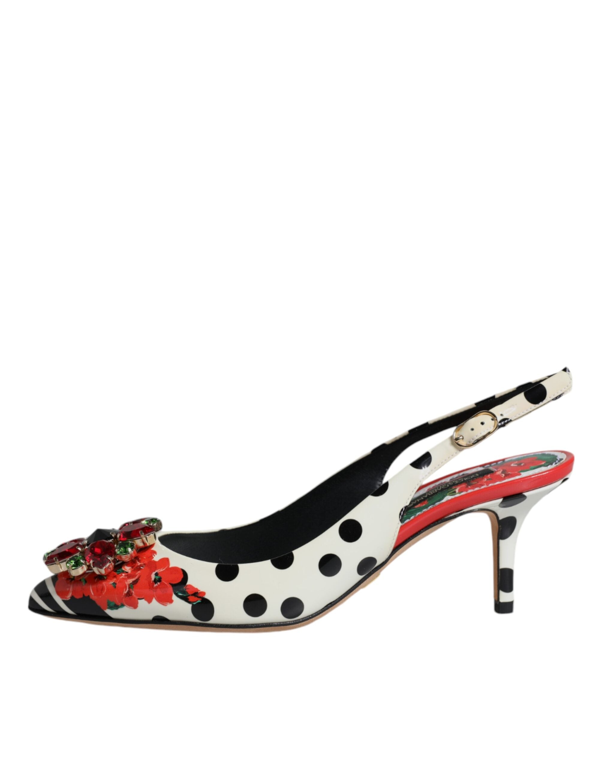 Dolce & Gabbana Multicolor Leather Crystal Heels Slingback Women's Shoes (Pre-Owned)