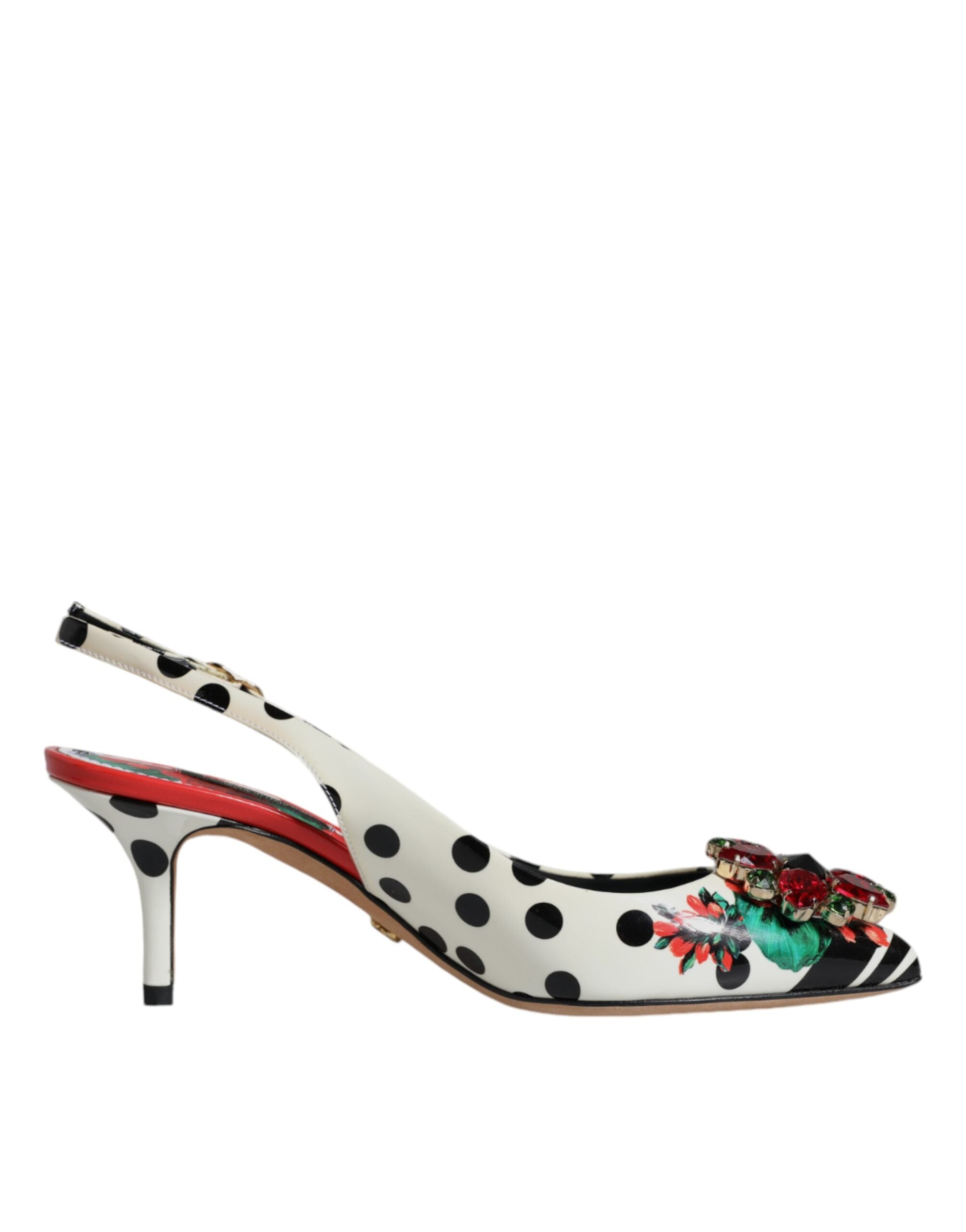 Dolce & Gabbana Multicolor Leather Crystal Heels Slingback Women's Shoes (Pre-Owned)