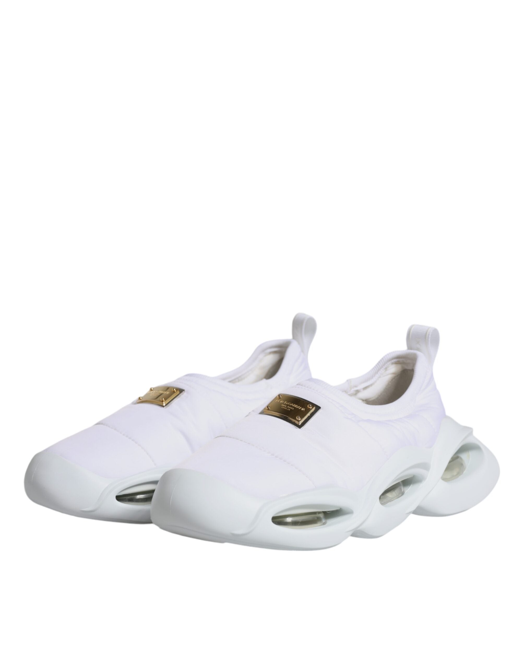 Dolce & Gabbana White Padded Fabric Low Top Sneakers Women's Shoes