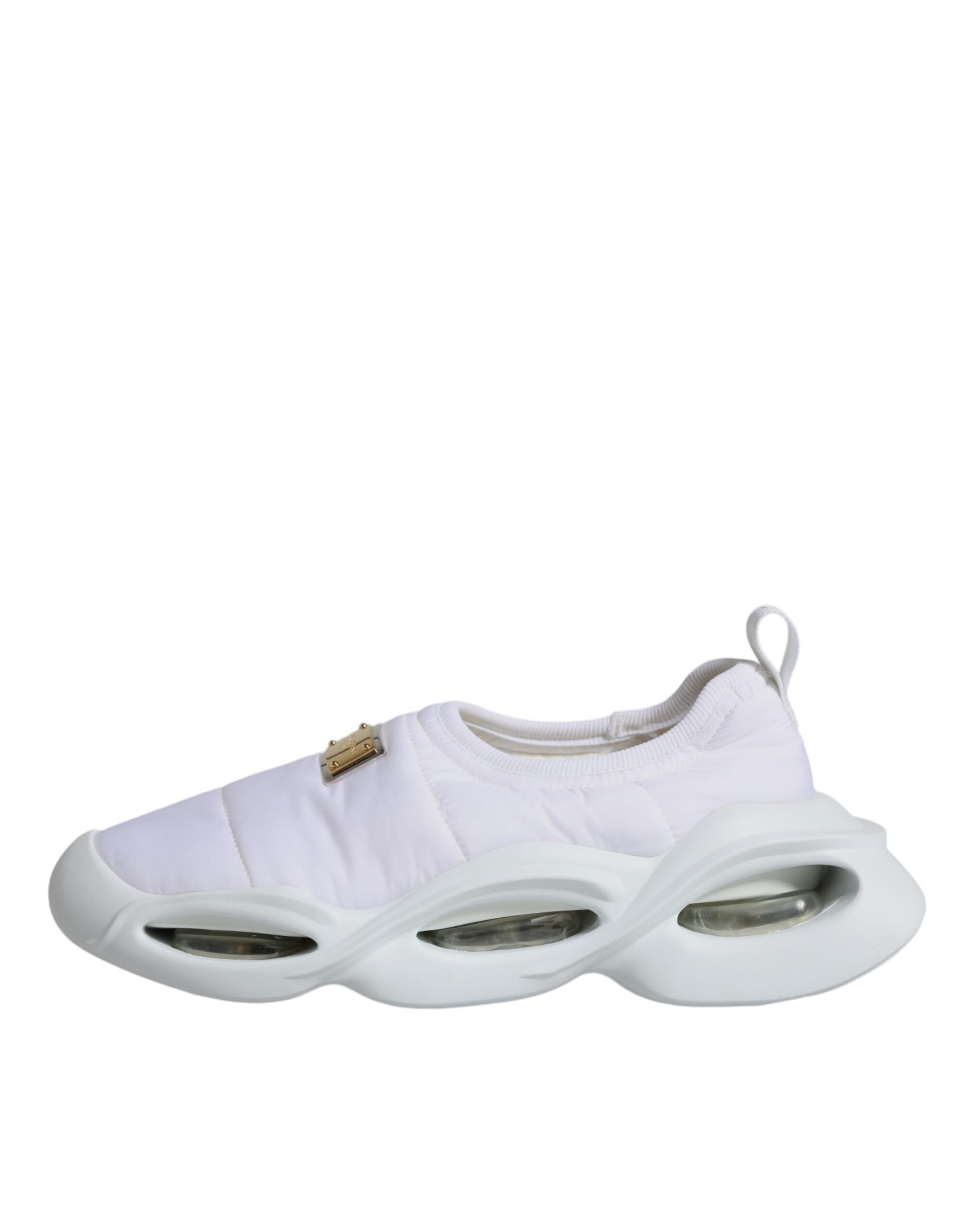 Dolce & Gabbana White Padded Fabric Low Top Sneakers Women's Shoes