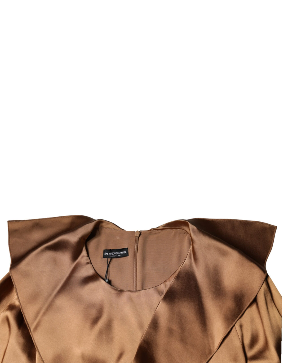 Emporio Armani Brown Satin Long Sleeves Wrap Sheath Mini Women's Dress (Pre-Owned)