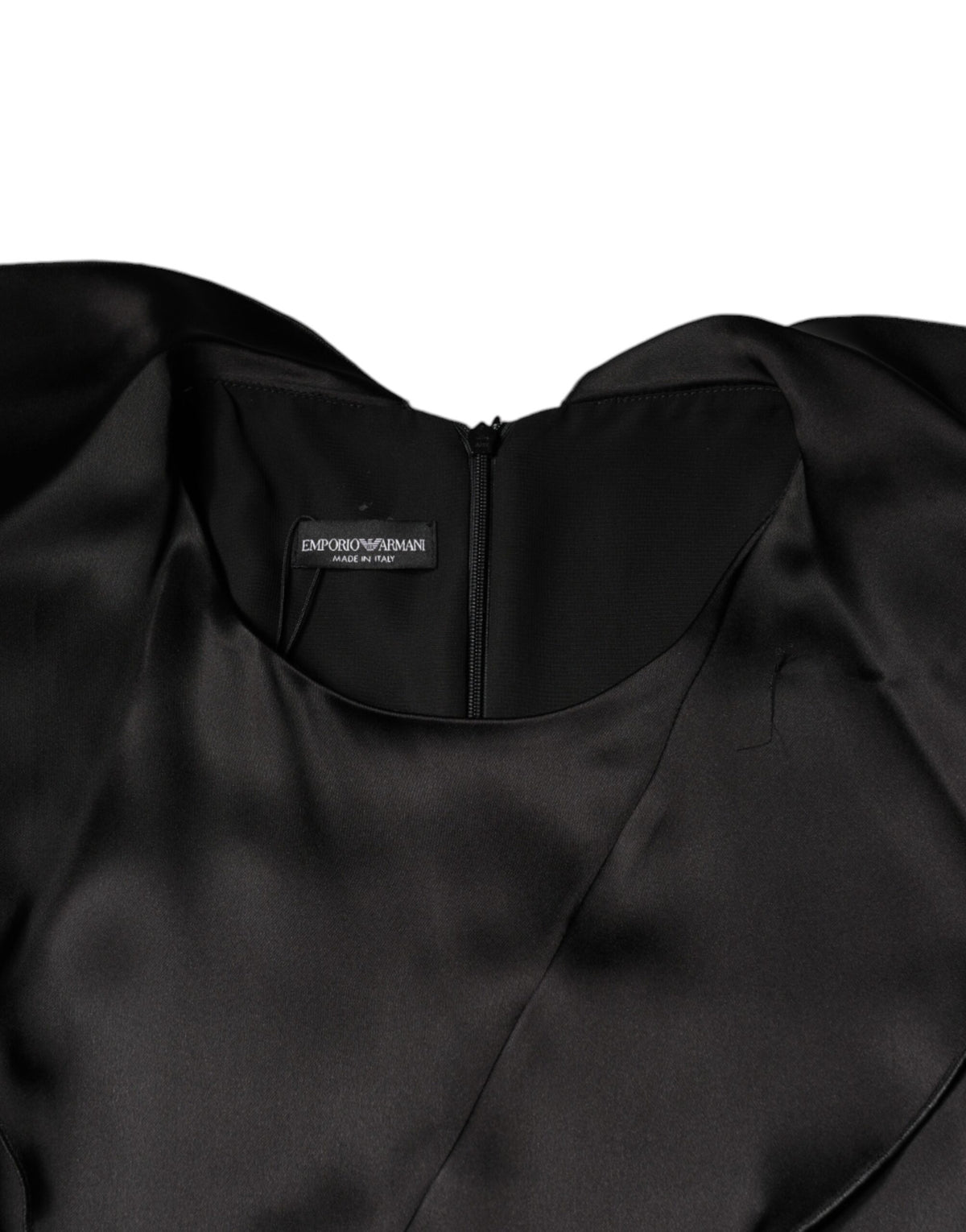 Emporio Armani Black Satin Long Sleeves Wrap Sheath Mini Women's Dress (Pre-Owned)