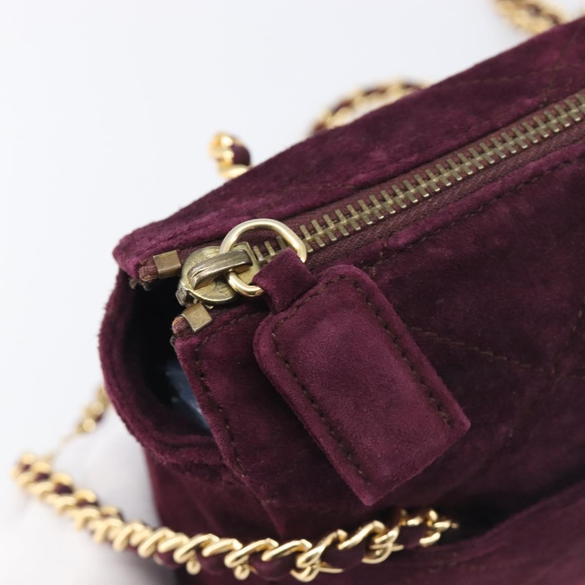 Prada Vintage Chain Flap Suede Burgundy Suede Shoulder Bag Bag (Pre-Owned)