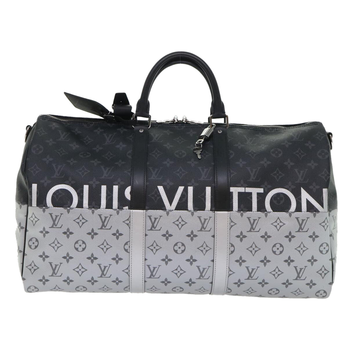 Louis Vuitton Keepall Bandouliere Monogram Eclipse Split Canvas Black Canvas Bag (Pre-Owned)