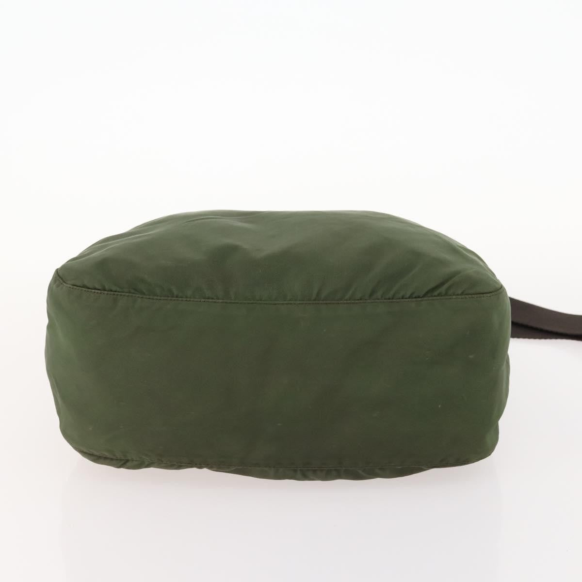 Prada Zip Top Messenger Tessuto Khaki Nylon Shoulder Bag Bag (Pre-Owned)