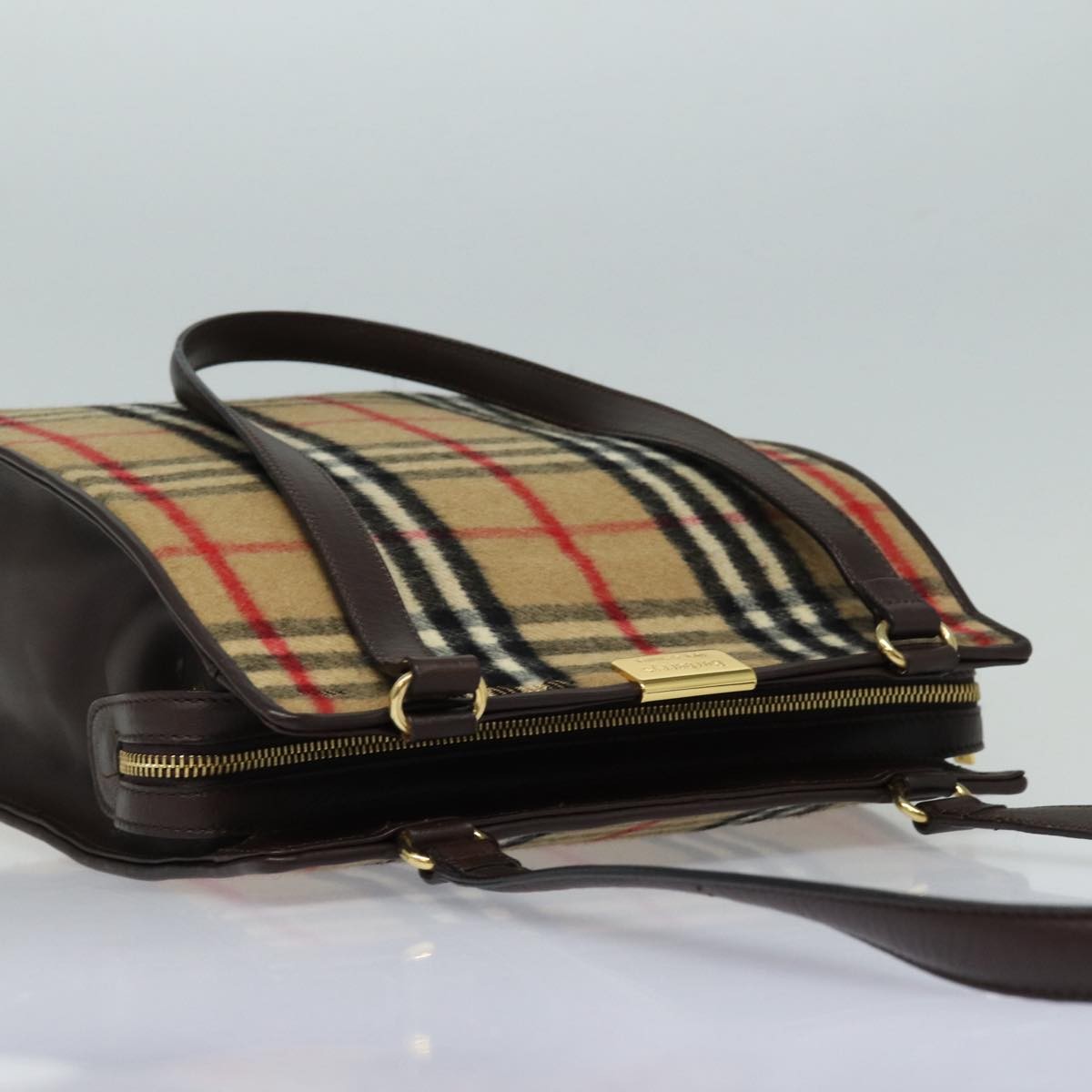 Burberry Nova Check Nova Check Canvas Beige Wool Handbag (Pre-Owned)