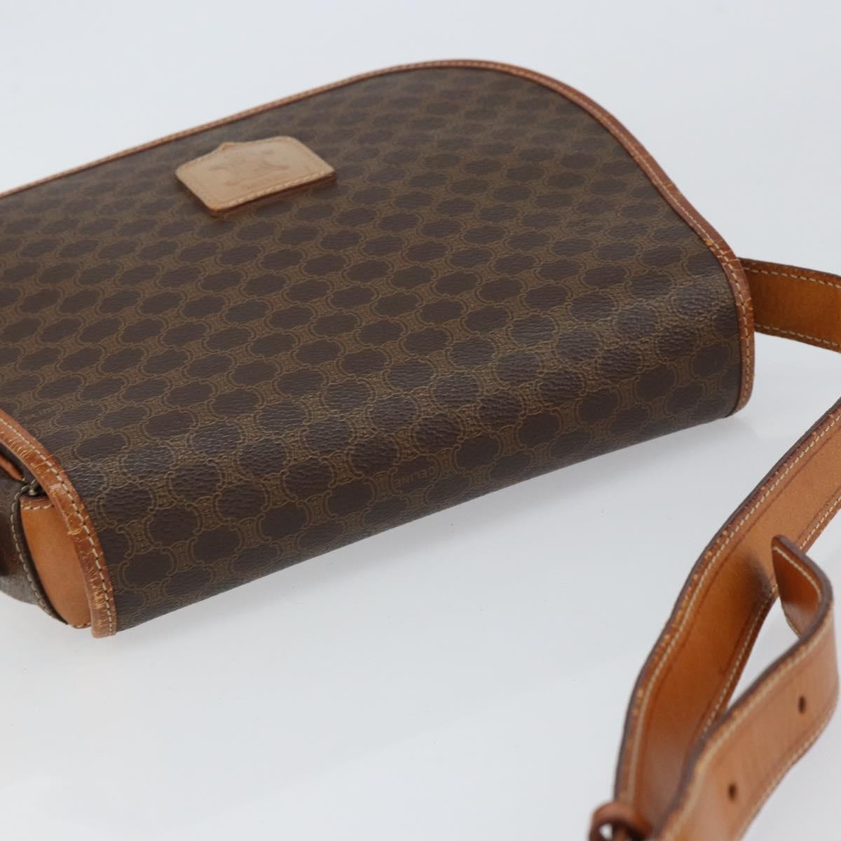 Celine Macadam Shoulder Pvc Leather Brown Canvas Shoulder Bag Bag (Pre-Owned)