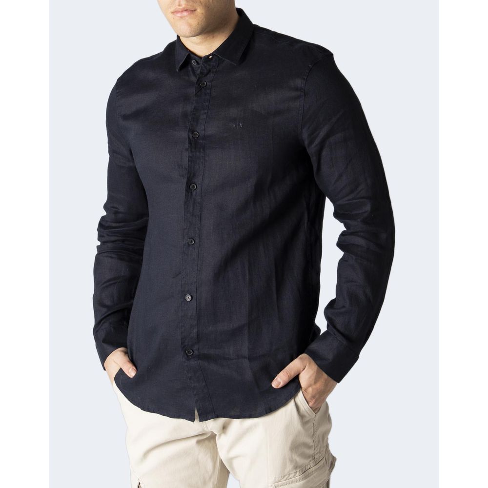 Armani Exchange Blue Linen Men's Shirt