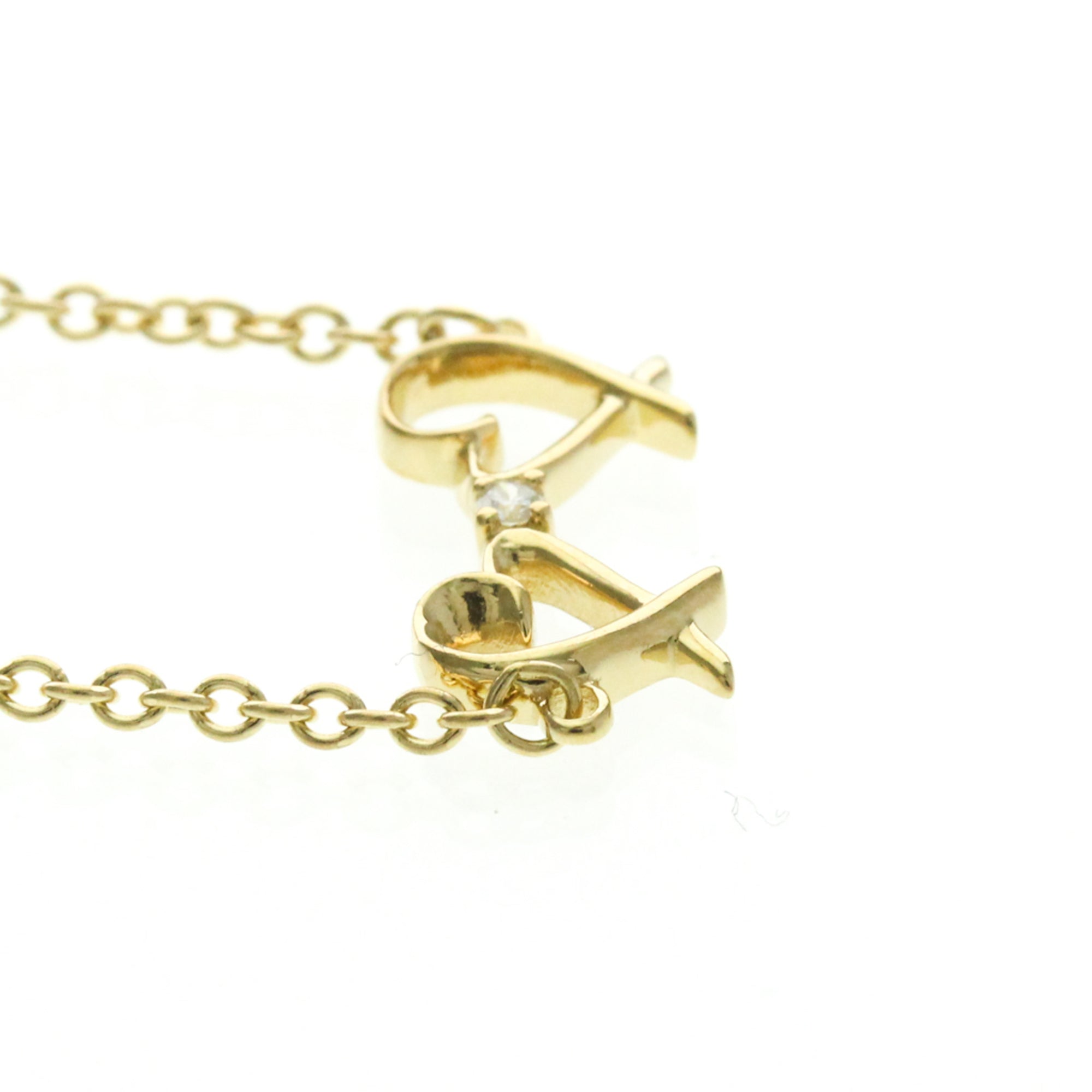 Tiffany & Co. Paloma Picasso Double Loving Heart 18K Yellow Gold And Diamond Gold Yellow_Gold Bracelet Jewelry (Pre-Owned)