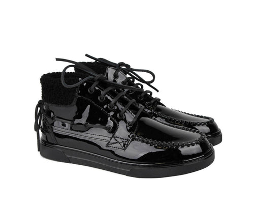 Saint Laurent Men's Black Patent Leather Hi Top Sneakers (40 EU / 7 US)