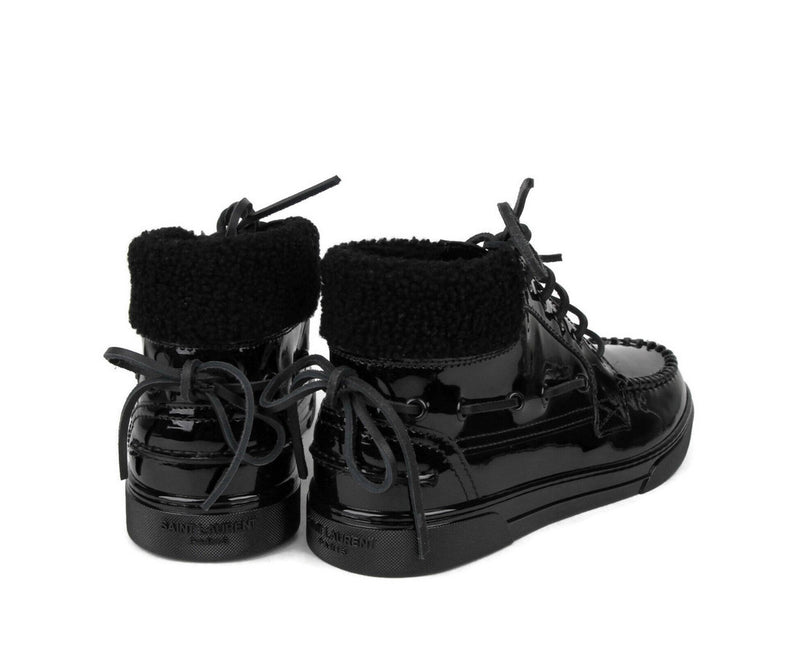 Saint Laurent Men's Black Patent Leather Hi Top Sneakers (40 EU / 7 US)