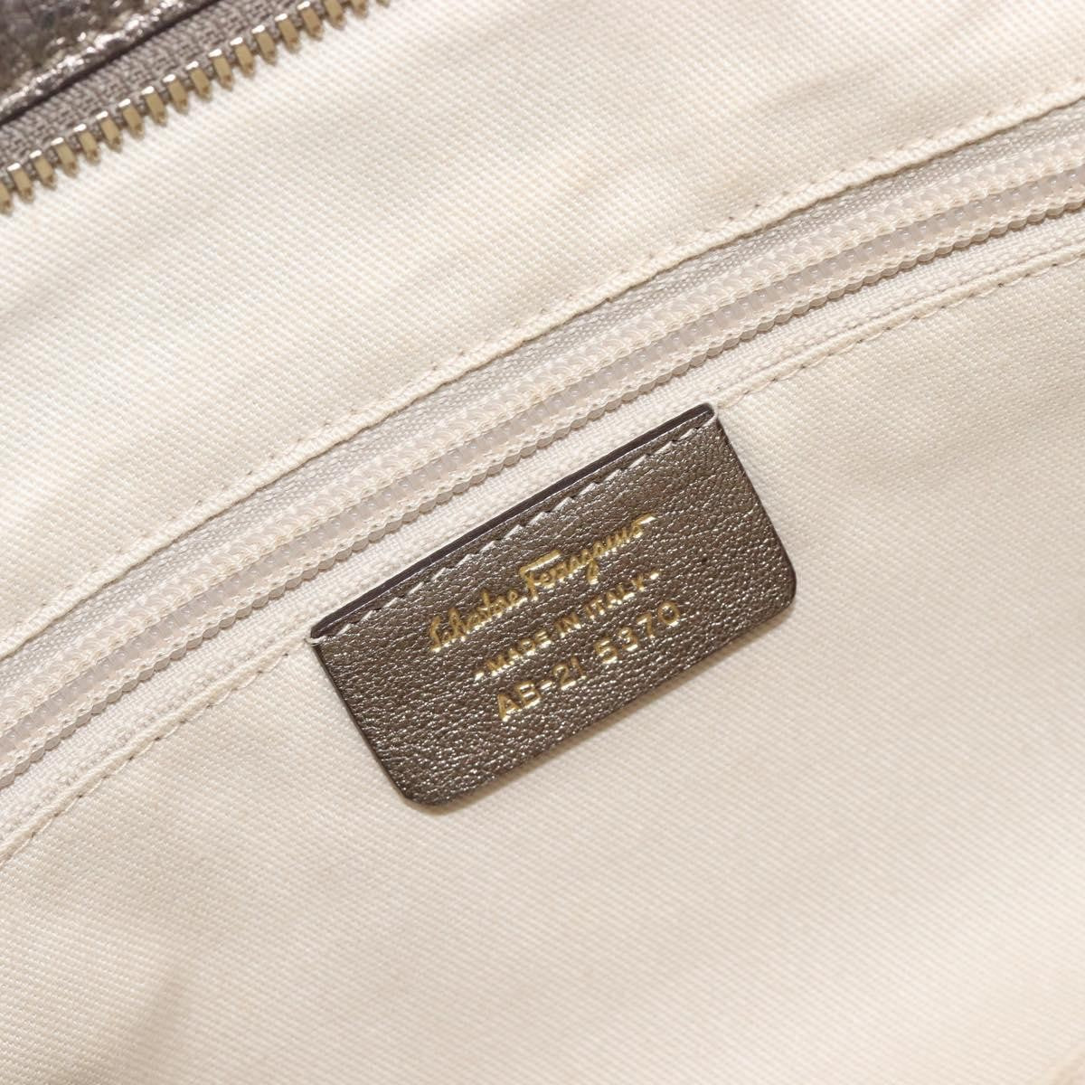 Salvatore Ferragamo Vintage Gancini Top Handle Leather Gold Leather Handbag (Pre-Owned)