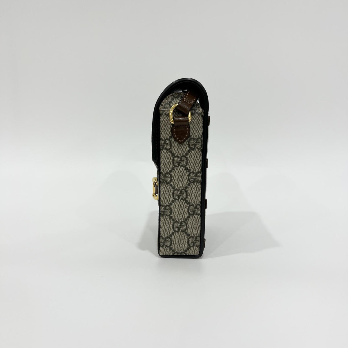 Gucci Horsebit 1955 Gg Coated Canvas With Leather Brown Canvas Crossbody Bag Bag (Pre-Owned)