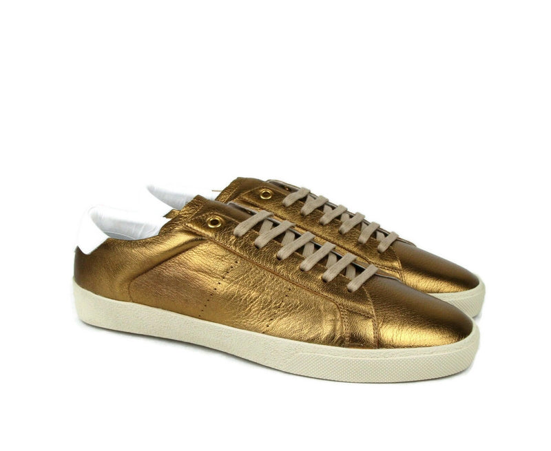 Saint Laurent Men's Bronze Metallic Leather SL06 Sneakers (42 EU / 9 US)
