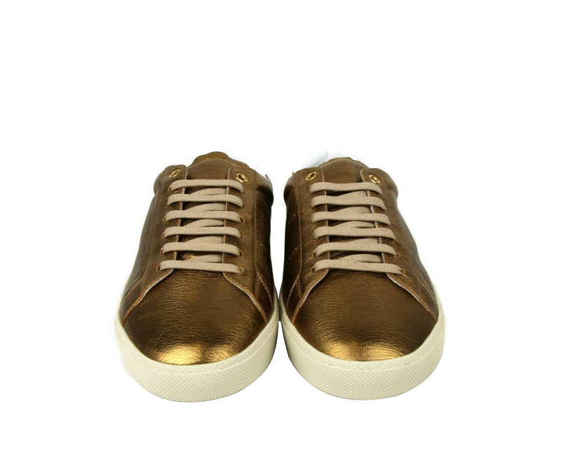 Saint Laurent Men's Bronze Metallic Leather SL06 Sneakers (41 EU / 8 US)