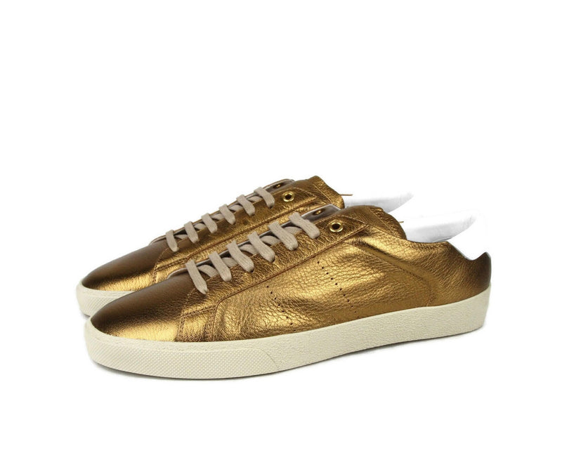 Saint Laurent Men's Bronze Metallic Leather SL06 Sneakers (41 EU / 8 US)