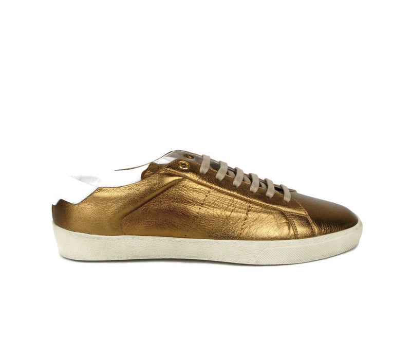 Saint Laurent Men's Bronze Metallic Leather SL06 Sneakers (41 EU / 8 US)