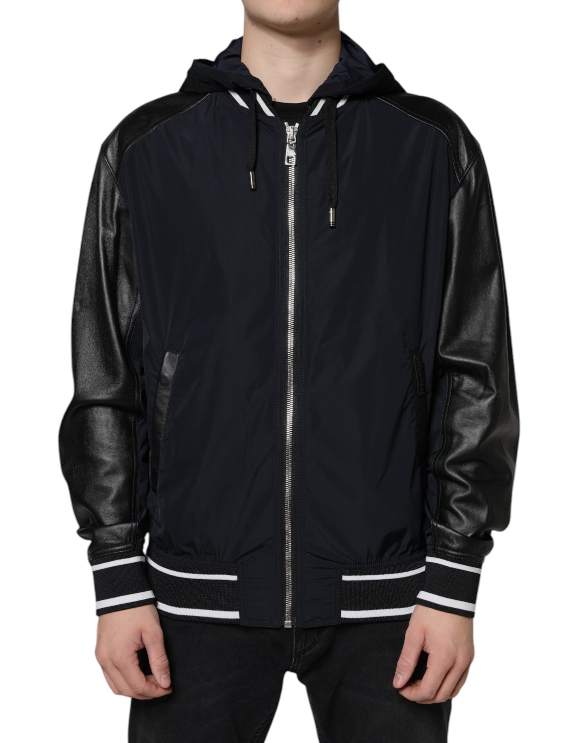 Dolce & Gabbana Black Hooded Full Zip Men Bomber Men's Jacket (Pre-Owned)