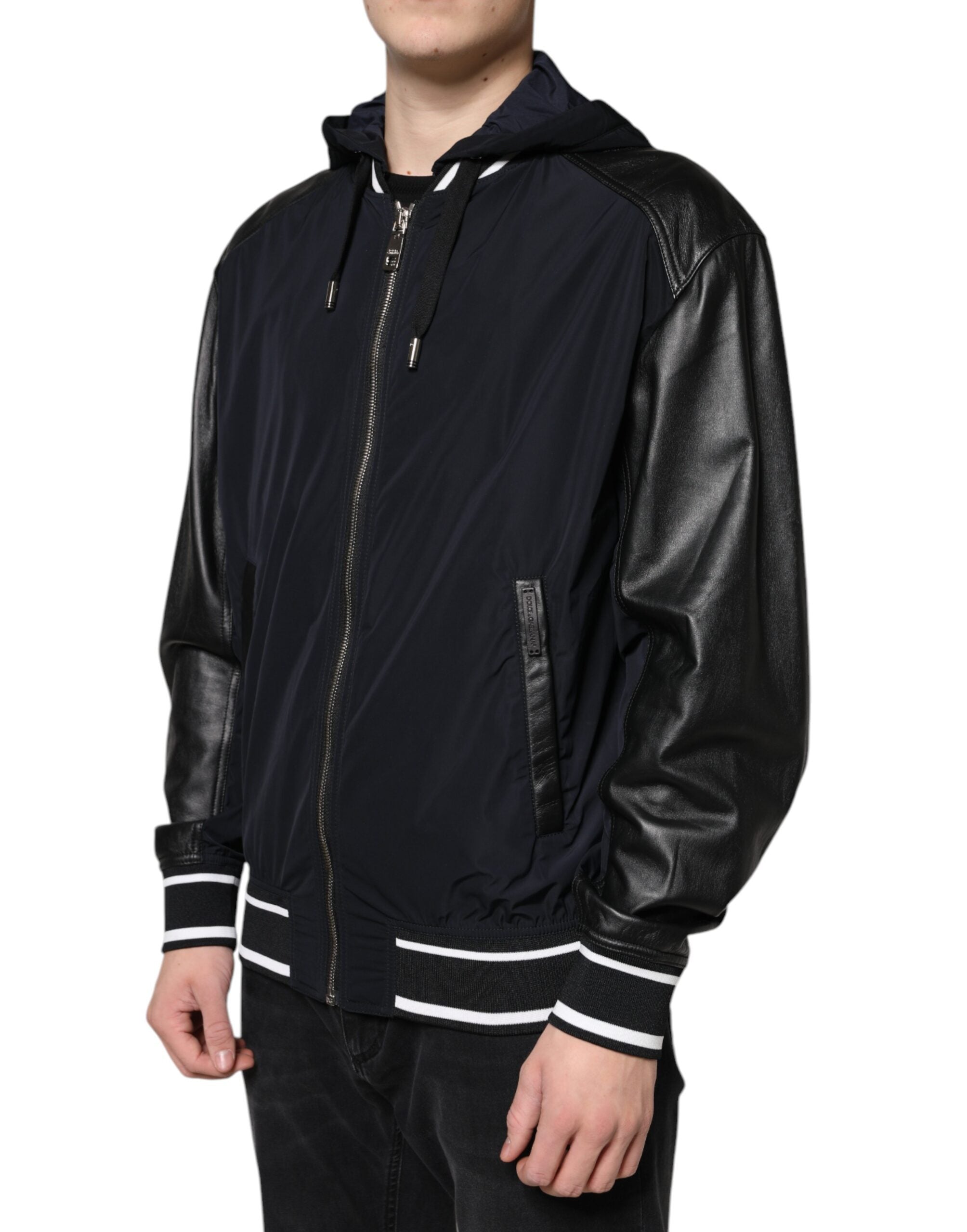 Dolce & Gabbana Black Hooded Full Zip Men Bomber Men's Jacket (Pre-Owned)