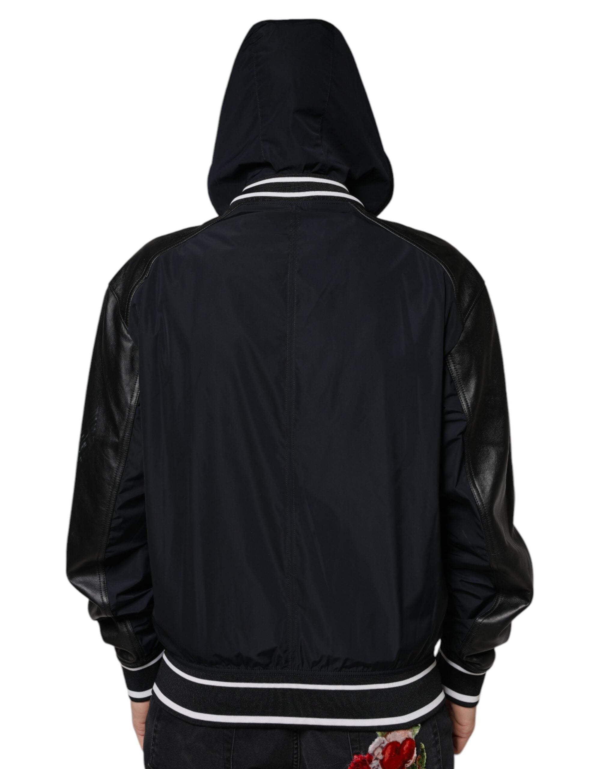 Dolce & Gabbana Black Hooded Full Zip Men Bomber Men's Jacket (Pre-Owned)