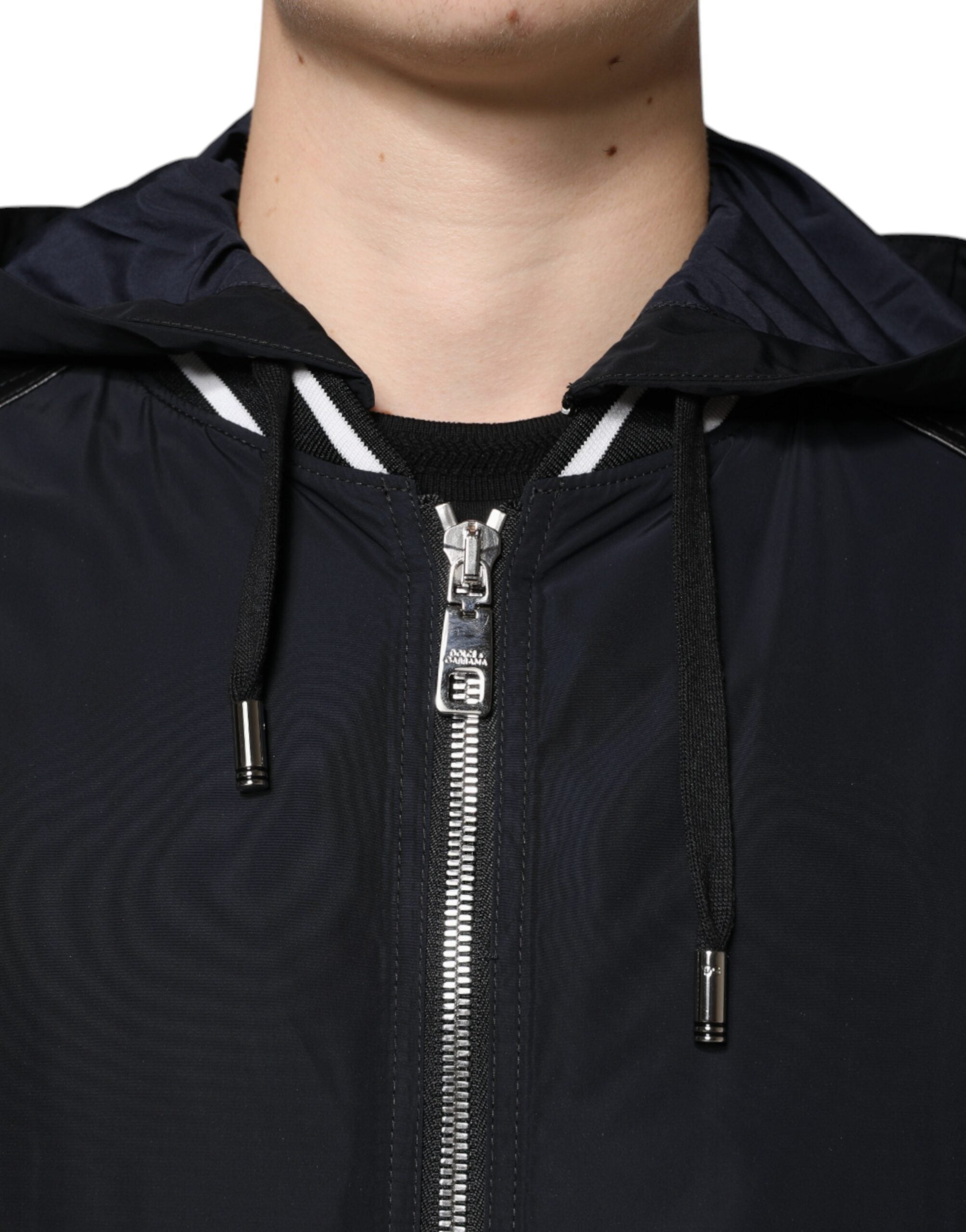 Dolce & Gabbana Black Hooded Full Zip Men Bomber Men's Jacket (Pre-Owned)