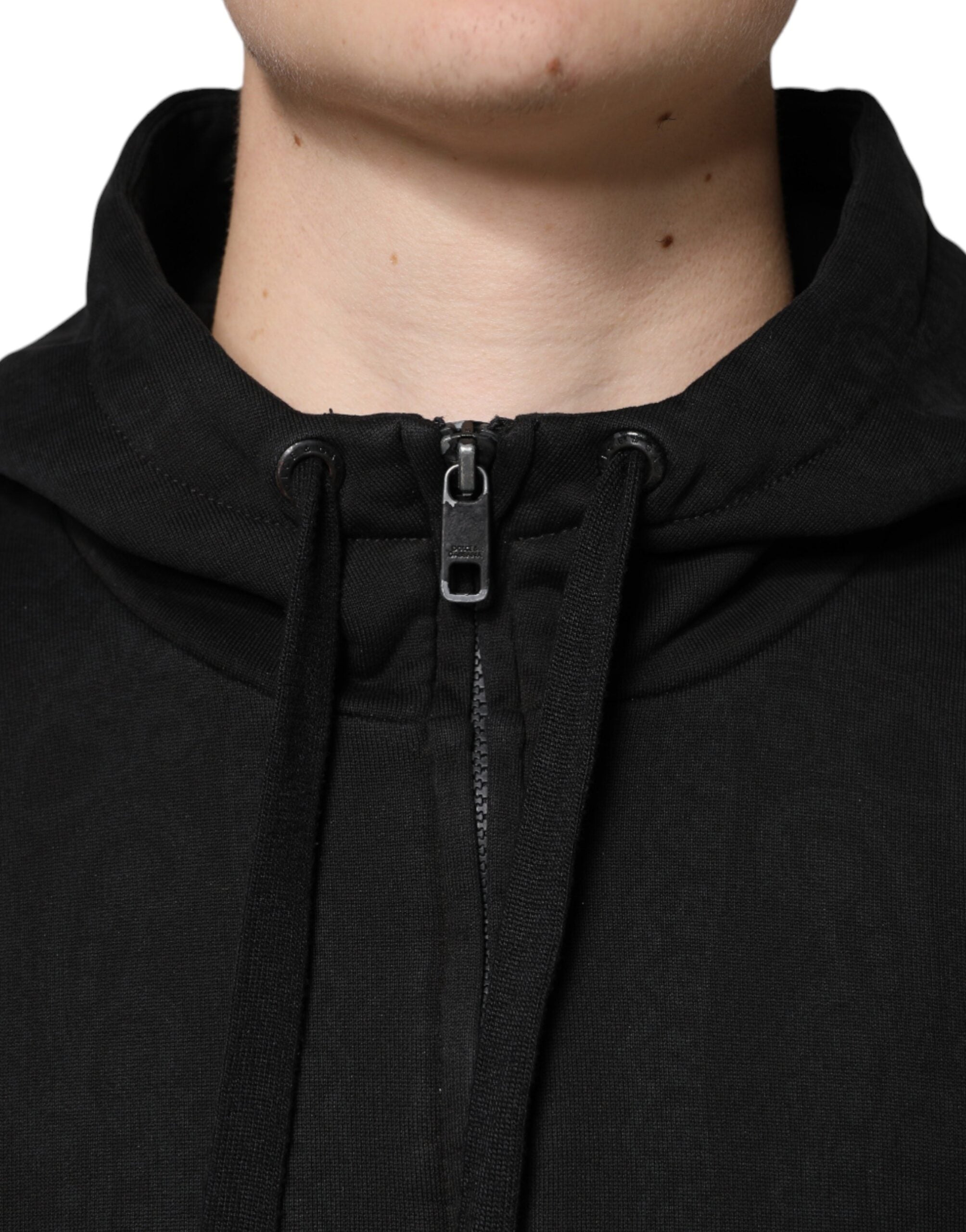 Dolce & Gabbana Black Cotton Full Zip Hooded Bomber Men's Jacket (Pre-Owned)
