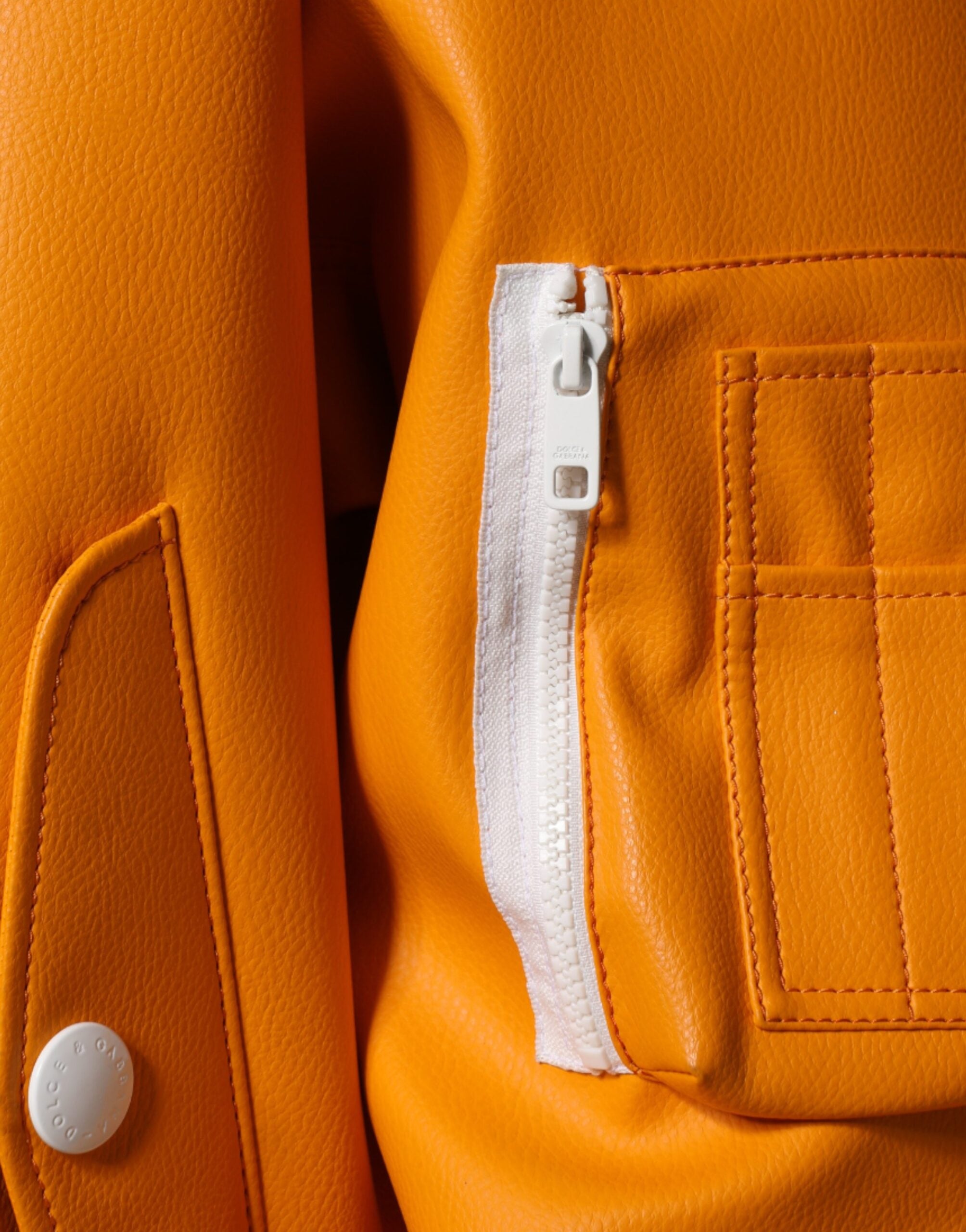 Dolce & Gabbana Orange White Full Zip Jersey Bomber Men's Jacket