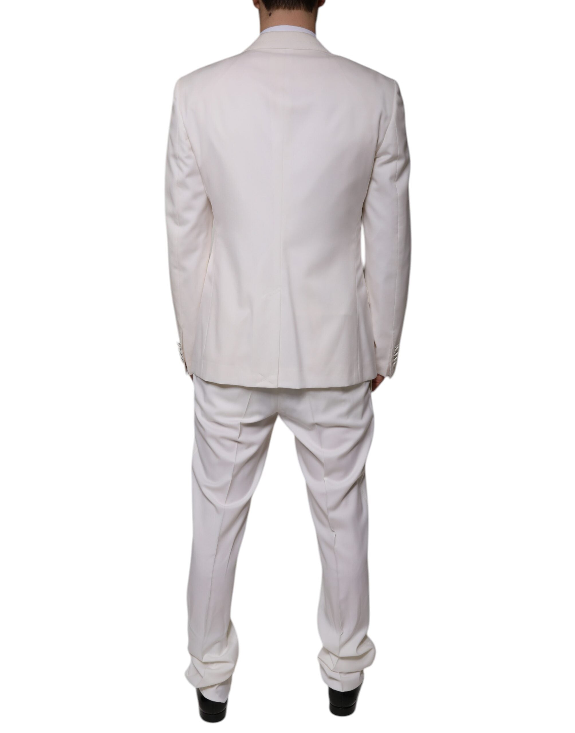 Dolce & Gabbana White Wool Silk 3 Piece SlimFit Formal Men's Suit