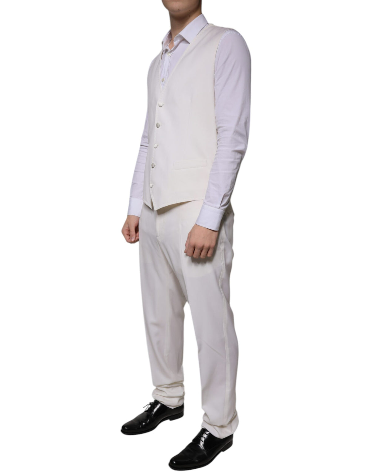 Dolce & Gabbana White Wool Silk 3 Piece SlimFit Formal Men's Suit