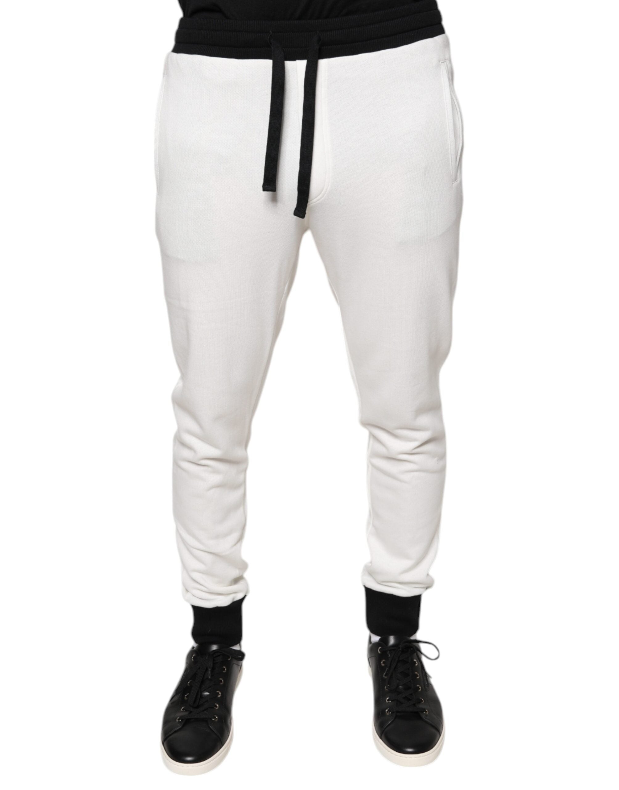 Dolce & Gabbana White Cotton Slim Men Jogger SweatMen's Men's Pants